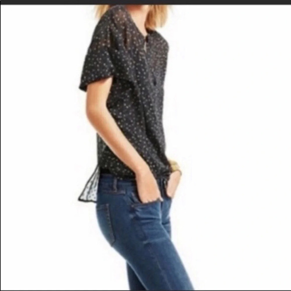 Cabi Style 239 Black Swiss Dot Sheer Blouse Size S - Picture 1 of 7